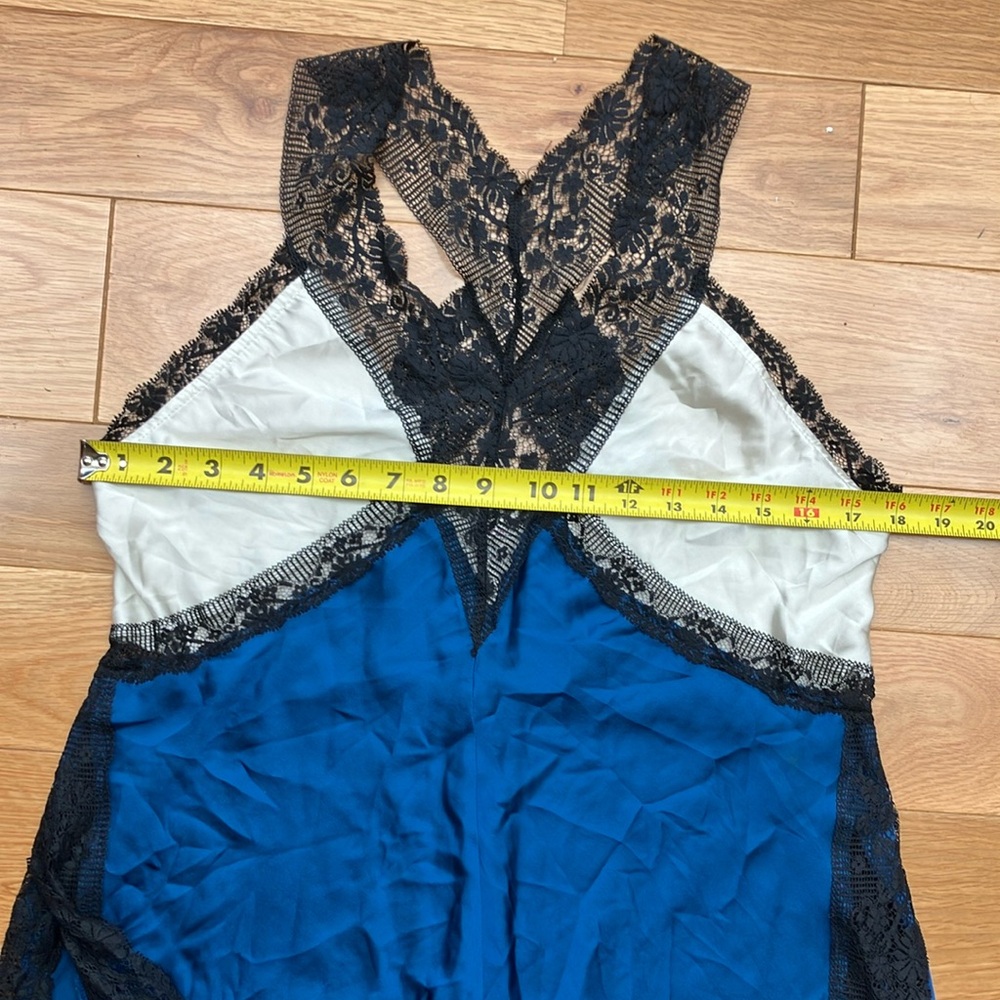 Free People Blue and Black Lace Maxi Dress Medium high slits - Picture 5 of 11